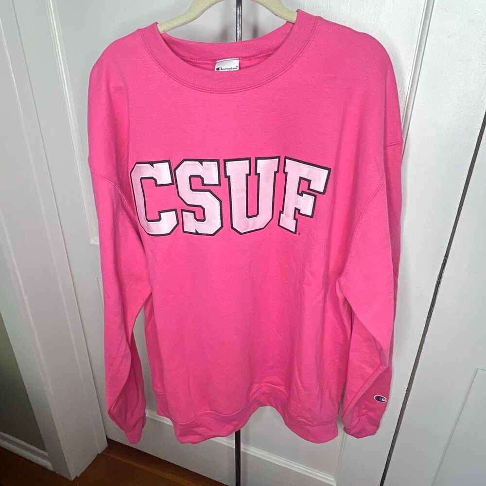 Champion CSUF Classic Crew Special Edition Sweatshirt Pink XL Unisex - Picture 2 of 7